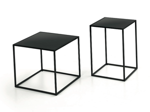 KISS - Square glass and steel coffee table _ Duomo Design